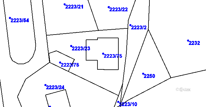 Parcela st. 2223/75 v KÚ Vesec u Liberce, Katastrální mapa