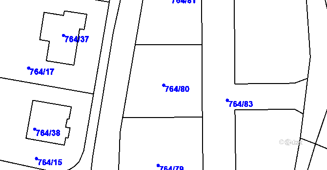 Parcela st. 764/80 v KÚ Vesec u Liberce, Katastrální mapa