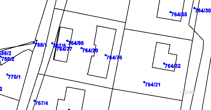 Parcela st. 764/76 v KÚ Vesec u Liberce, Katastrální mapa