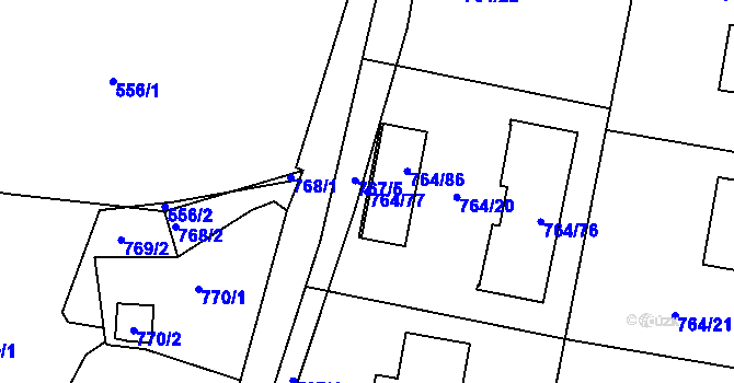 Parcela st. 764/77 v KÚ Vesec u Liberce, Katastrální mapa