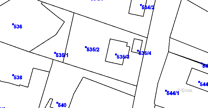 Parcela st. 535/2 v KÚ Vesec u Liberce, Katastrální mapa