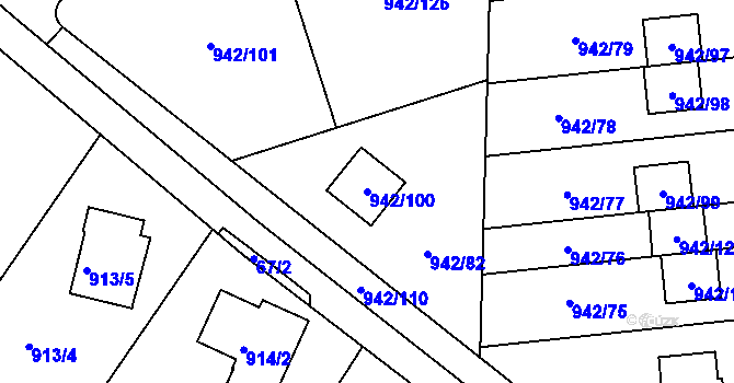 Parcela st. 942/100 v KÚ Vesec u Liberce, Katastrální mapa
