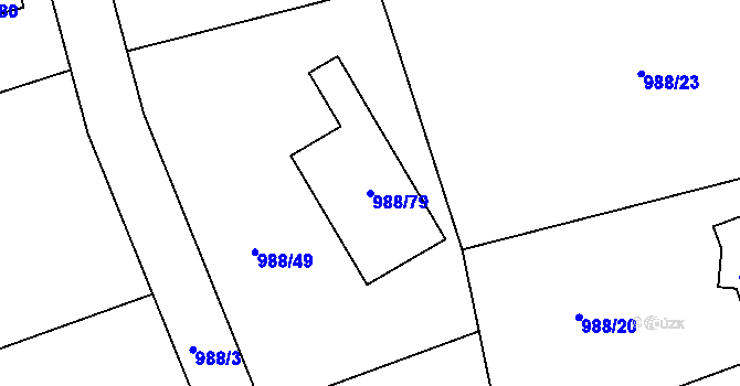 Parcela st. 988/79 v KÚ Vesec u Liberce, Katastrální mapa