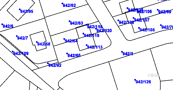Parcela st. 942/113 v KÚ Vesec u Liberce, Katastrální mapa