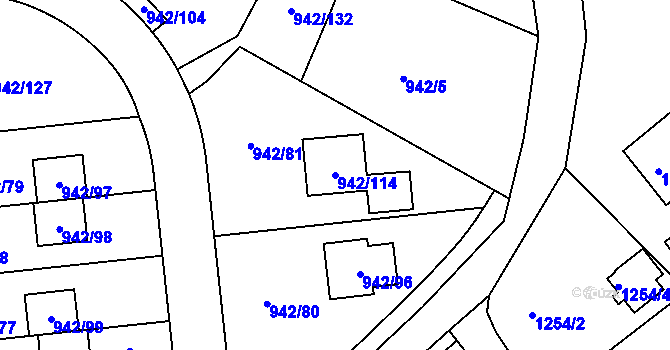 Parcela st. 942/114 v KÚ Vesec u Liberce, Katastrální mapa