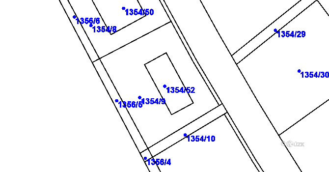 Parcela st. 1354/52 v KÚ Vesec u Liberce, Katastrální mapa