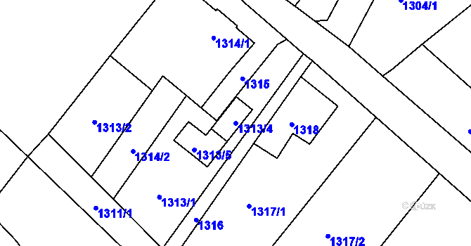 Parcela st. 1313/4 v KÚ Vesec u Liberce, Katastrální mapa