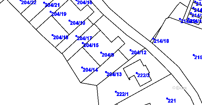 Parcela st. 204/9 v KÚ Vesec u Liberce, Katastrální mapa