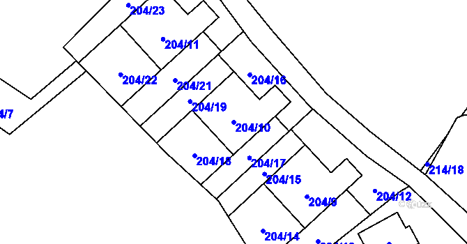 Parcela st. 204/10 v KÚ Vesec u Liberce, Katastrální mapa