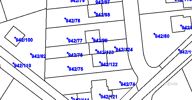 Parcela st. 942/123 v KÚ Vesec u Liberce, Katastrální mapa