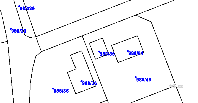 Parcela st. 988/85 v KÚ Vesec u Liberce, Katastrální mapa