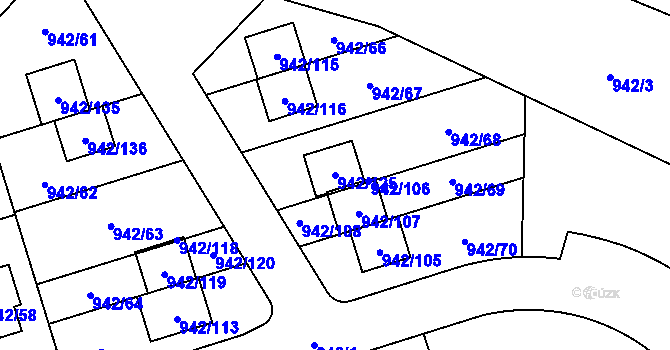 Parcela st. 942/125 v KÚ Vesec u Liberce, Katastrální mapa