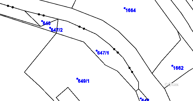 Parcela st. 647/1 v KÚ Vesec u Liberce, Katastrální mapa