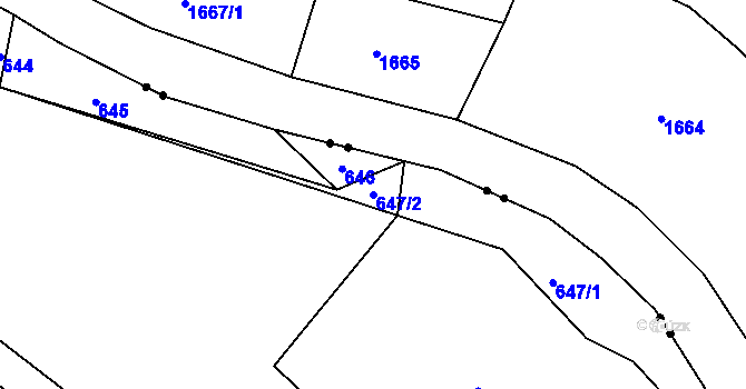 Parcela st. 647/2 v KÚ Vesec u Liberce, Katastrální mapa