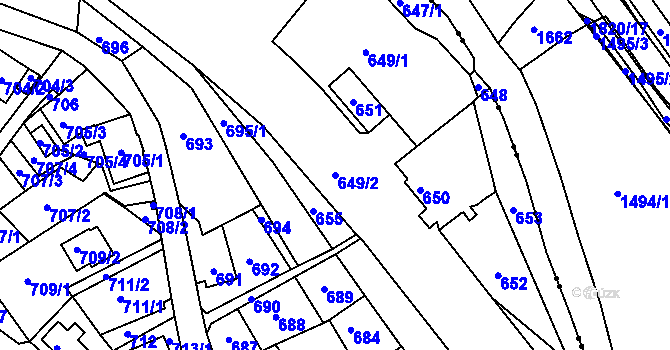 Parcela st. 649/2 v KÚ Vesec u Liberce, Katastrální mapa