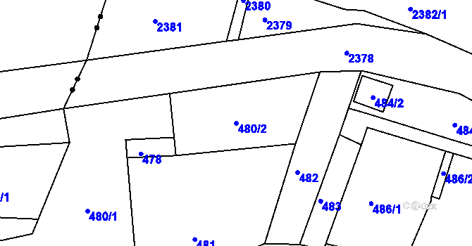 Parcela st. 480/2 v KÚ Vesec u Liberce, Katastrální mapa