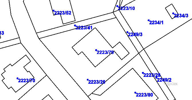 Parcela st. 2223/79 v KÚ Vesec u Liberce, Katastrální mapa