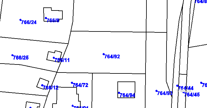 Parcela st. 764/92 v KÚ Vesec u Liberce, Katastrální mapa