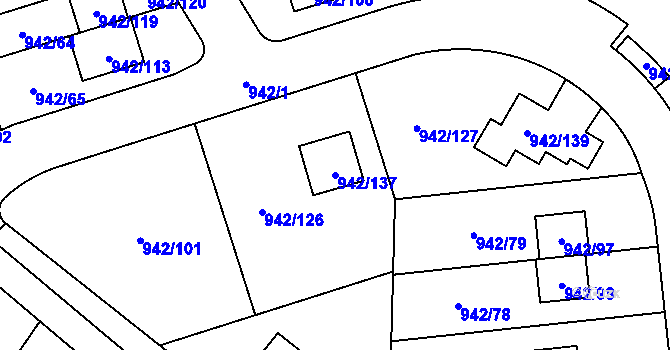 Parcela st. 942/137 v KÚ Vesec u Liberce, Katastrální mapa