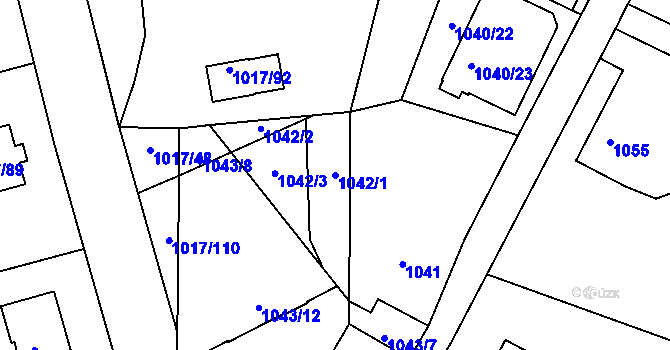 Parcela st. 1042/1 v KÚ Vesec u Liberce, Katastrální mapa