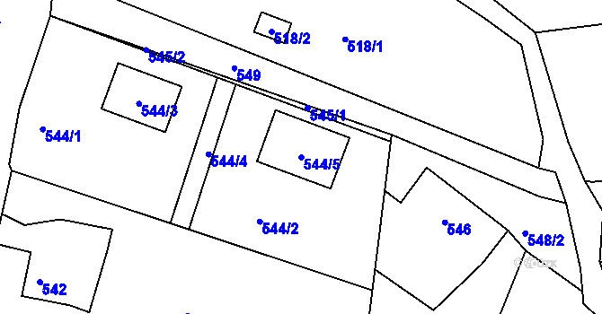 Parcela st. 544/5 v KÚ Vesec u Liberce, Katastrální mapa