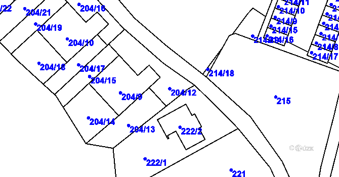 Parcela st. 204/12 v KÚ Vesec u Liberce, Katastrální mapa