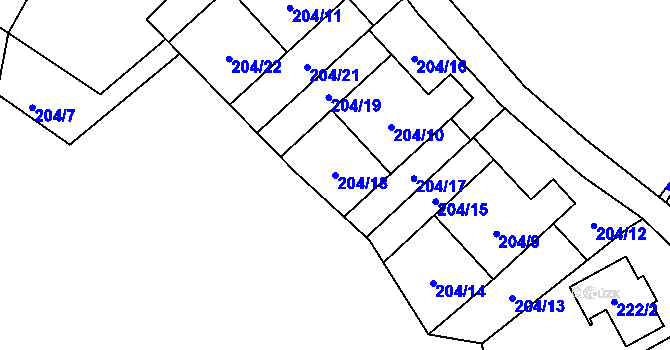 Parcela st. 204/18 v KÚ Vesec u Liberce, Katastrální mapa