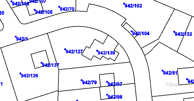 Parcela st. 942/139 v KÚ Vesec u Liberce, Katastrální mapa
