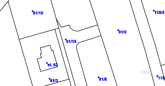 Parcela st. 91/8 v KÚ Buda, Katastrální mapa