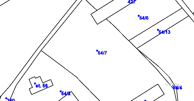Parcela st. 54/7 v KÚ Buda, Katastrální mapa