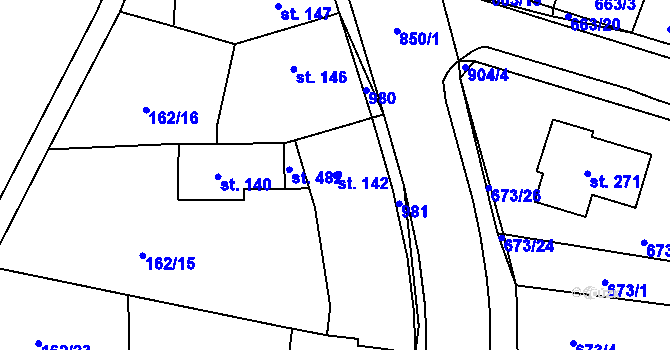Parcela st. 142 v KÚ Veselá u Mnichova Hradiště, Katastrální mapa
