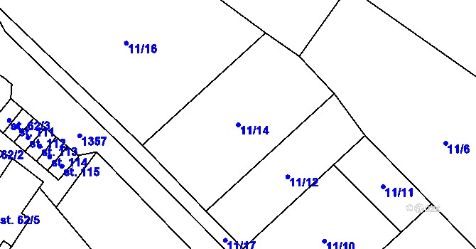 Parcela st. 11/14 v KÚ Veselá u Častrova, Katastrální mapa