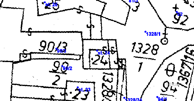 Parcela st. 24 v KÚ Veselá u Častrova, Katastrální mapa