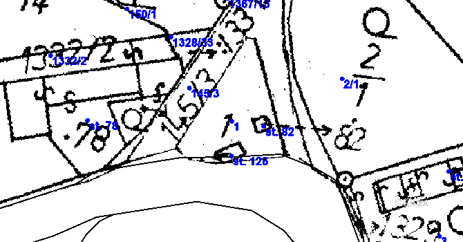 Parcela st. 1 v KÚ Veselá u Častrova, Katastrální mapa