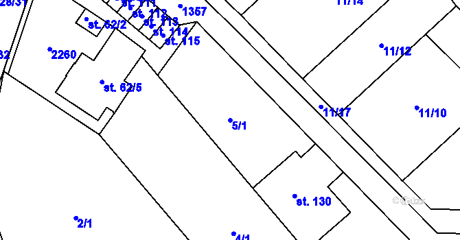 Parcela st. 5/1 v KÚ Veselá u Častrova, Katastrální mapa