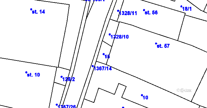 Parcela st. 15 v KÚ Veselá u Častrova, Katastrální mapa