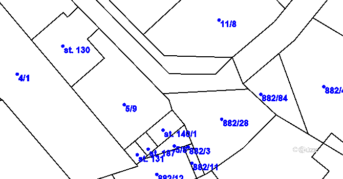 Parcela st. 882/10 v KÚ Veselá u Častrova, Katastrální mapa