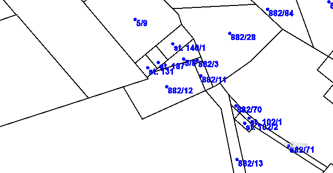 Parcela st. 882/12 v KÚ Veselá u Častrova, Katastrální mapa
