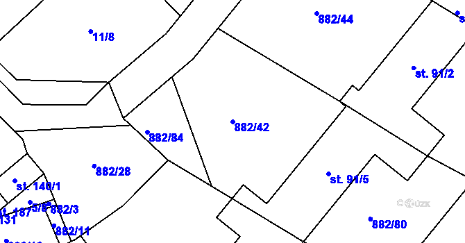 Parcela st. 882/42 v KÚ Veselá u Častrova, Katastrální mapa