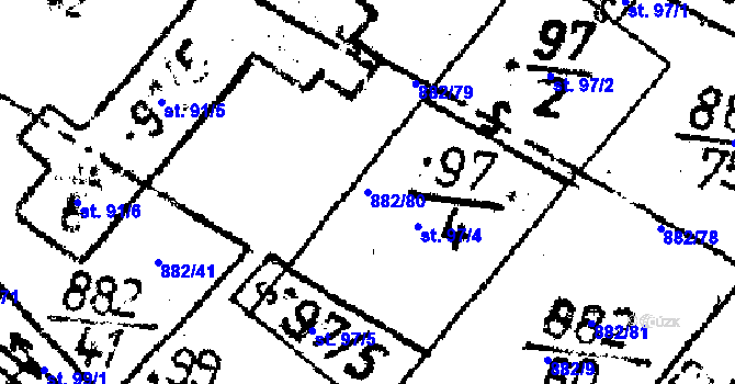 Parcela st. 882/80 v KÚ Veselá u Častrova, Katastrální mapa