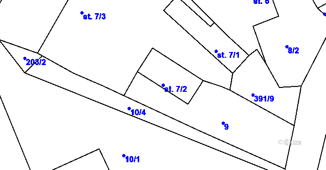 Parcela st. 7/2 v KÚ Veselá u Rokycan, Katastrální mapa
