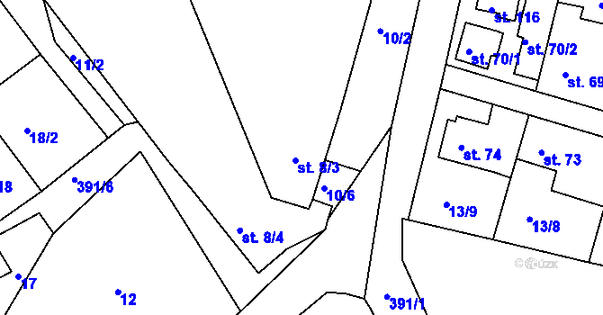 Parcela st. 8 v KÚ Veselá u Rokycan, Katastrální mapa