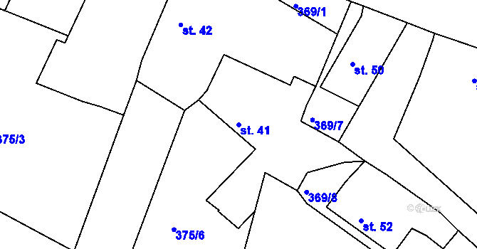 Parcela st. 41 v KÚ Veselá u Rokycan, Katastrální mapa