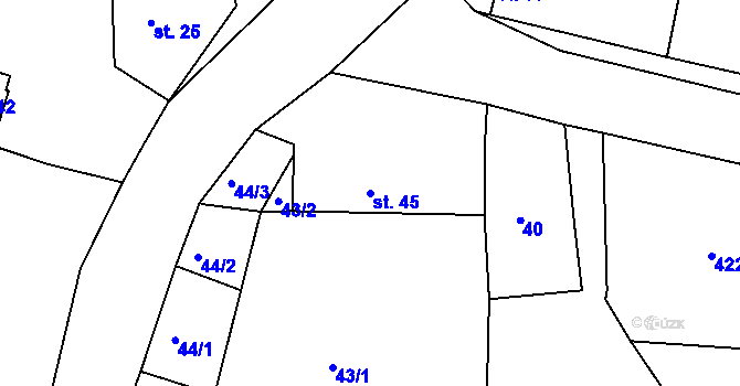 Parcela st. 45 v KÚ Veselá u Rokycan, Katastrální mapa