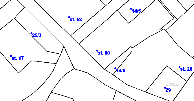 Parcela st. 60 v KÚ Veselá u Rokycan, Katastrální mapa