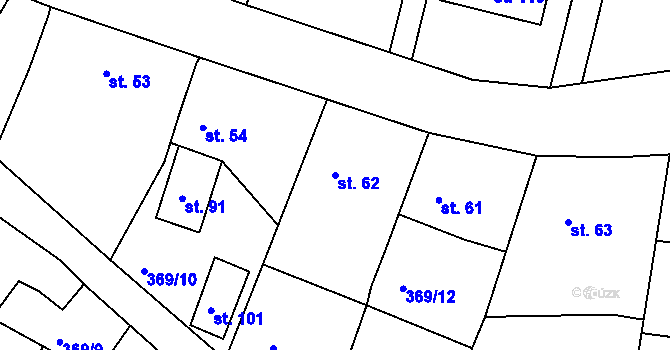 Parcela st. 62 v KÚ Veselá u Rokycan, Katastrální mapa