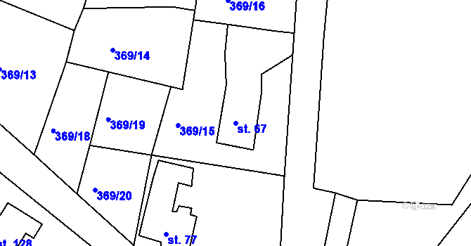 Parcela st. 67 v KÚ Veselá u Rokycan, Katastrální mapa