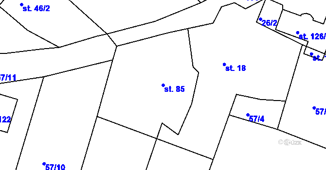 Parcela st. 85 v KÚ Veselá u Rokycan, Katastrální mapa