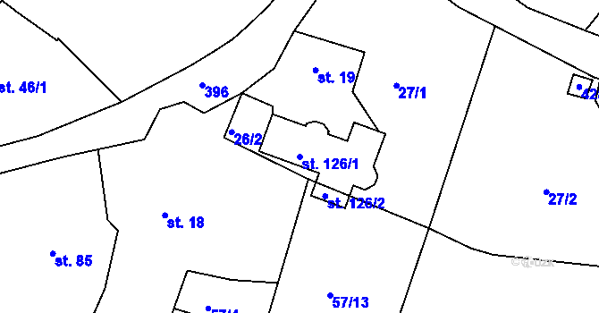 Parcela st. 126/1 v KÚ Veselá u Rokycan, Katastrální mapa