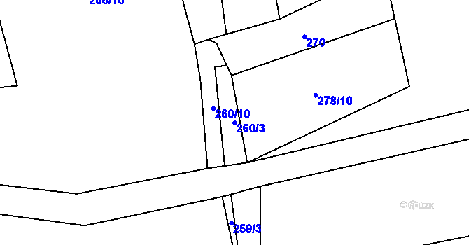 Parcela st. 260/3 v KÚ Veselá u Rokycan, Katastrální mapa